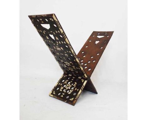 Middle Eastern book or Quran rest with bone and mother-of-pearl inlay, circa 1900, 50cm high