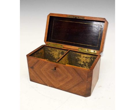 19th Century kingwood and brass bound tea caddy, 12.5cm high