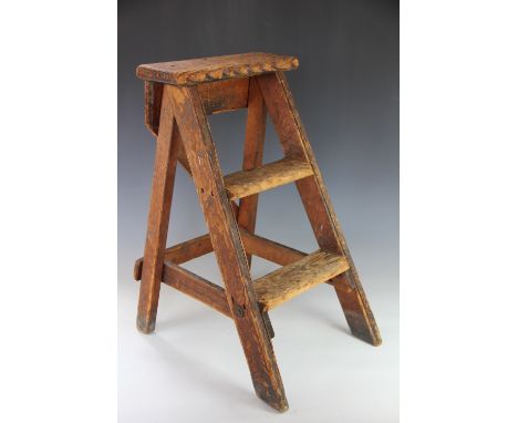 A pair of early 20th century pine steps, with a Libraco light oak two drawer filing cabinet (2)