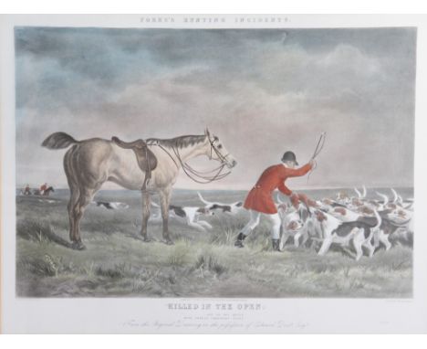 After W.H.Hopkins,
set of four hand coloured hunting prints,
'A View Halloo', 'A check', 'A Holloa Forward', 'Killed in the O