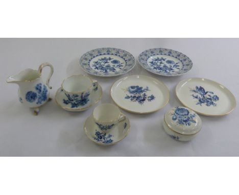 A quantity of blue and white Meissen porcelain to include plates, cups, saucers, a cream jug and a covered dish  (10)