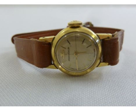 Jaeger LeCoultre 18ct yellow gold ladies wristwatch on a replacement leather strap
