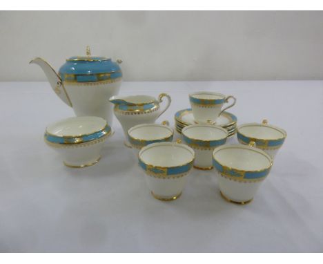 Aynsley coffee set to include cups, saucers, sugar bowl and milk jug, coffee pot