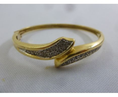18ct yellow gold and diamond bangle, approx total weight 28.1g