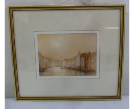 Ian Armour-Chelu framed and glazed watercolour titled Autumn Light on the Grand Canal, signed and dated bottom right, gallery