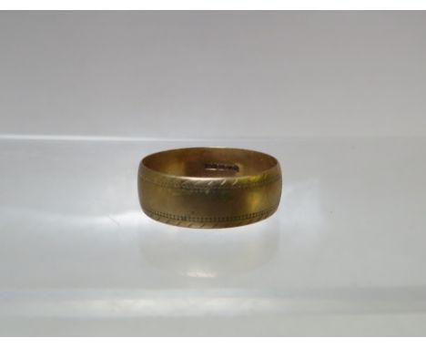 A 9CT GOLD HALLMARKED WEDDING BAND, ring size R, together with a 9ct gold signet ring and another 9ct gold A/F, approximate c