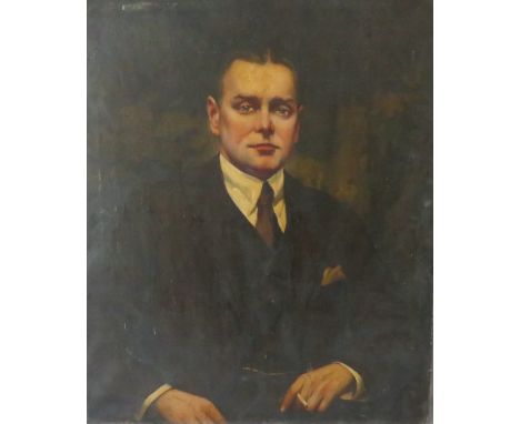 F. LE QUESNE (XIX-XX). A half length portrait of a gentlemen with a cigarette, signed lower left, oil on canvas, unframed, 76