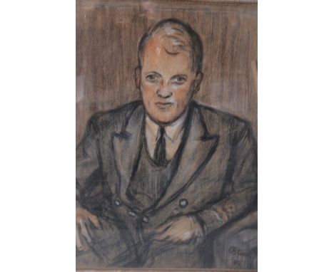 MARTIN BLOCH (1883-1954). German school, portrait study of a seated gentleman, signed and dated 1942 lower right, charcoal he