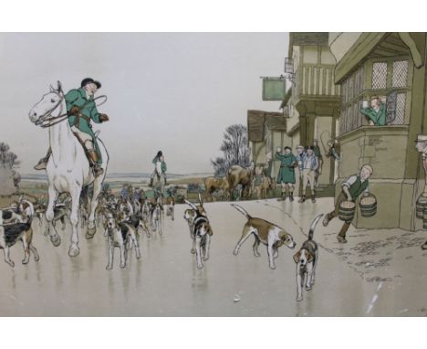 CECIL ALDIN (1870-1935). Two coloured hunting prints, to include 'The Meynell' both with cut-out pencil signatures lower left