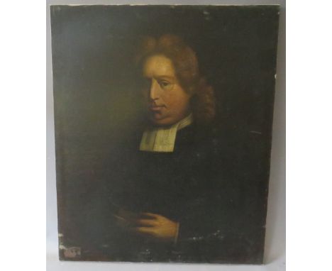 (XVIII-XIX). A half length portrait study of a cleric, unsigned, oil on canvas, unframed, re-lined, 76 x 64 cm