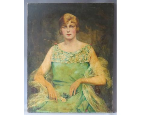 F. LE QUESNE (XIX-XX). French school, a portrait study of an elegant seated young lady, signed lower left, oil on canvas, unf