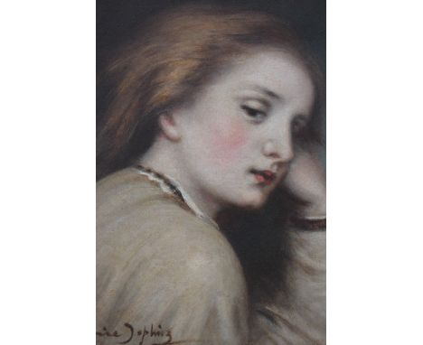 LOUISE JOPLING (1843-1933). Head and shoulder portrait study of a young lady in pensive mood, signed lower left, oil on board