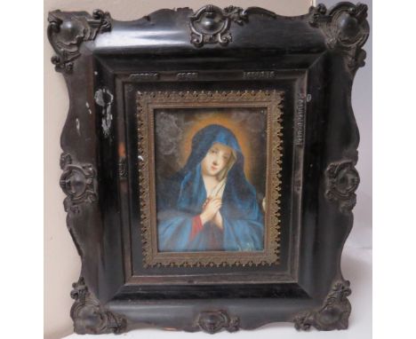 (XIX). Portrait miniature on ivory of the praying Madonna, unsigned, framed and glazed, 11.5 x 8.5 cm