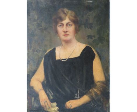 F. LE QUESNE (XIX-XX). A portrait study of an elegant seated lady, signed lower left, oil on canvas, unframed, 76 x 64 cm