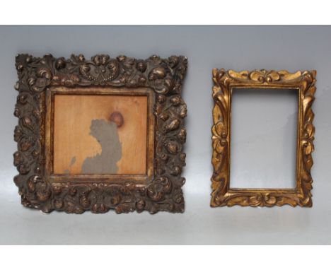 TWO 19TH CENTURY DECORATIVE PORTRAIT MINIATURE FRAMES, frame W 5 cm &amp; 2.5 cm, rebates 13.5 x 11 cm &amp; 13 x 9.5 cm