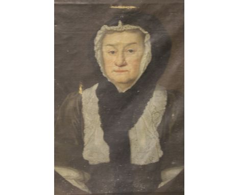 ENGLISH SCHOOL (XIX). Portrait of an elderly lady with a black shawl, oil on canvas, gilt framed, 76 x 60 cm A/FCondition Rep