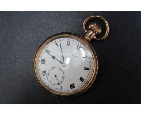 A STAYTE GOLD PLATE OPEN FACED MANUAL WIND POCKET WATCH, Dia 5 cmCondition Report:working capacity unknown - currently ticks 