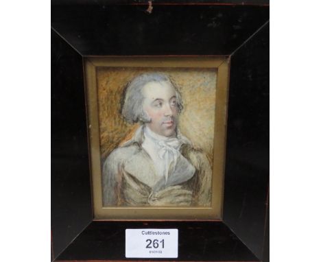 CIRCLE OF JOHN LINNELL (1792-1882). Portrait miniature on ivory of a gentleman with white stock, unsigned, framed and glazed,