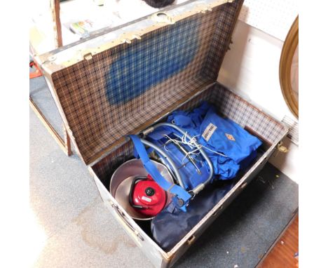 A travelling trunk, containing camping equipment, etc. (a quantity)