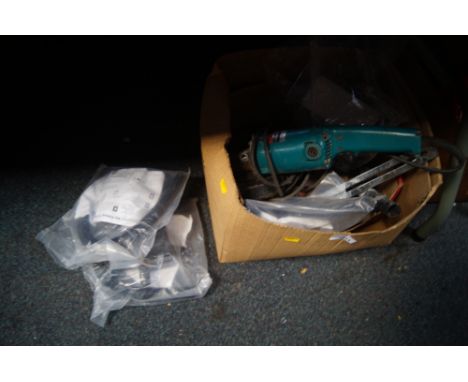 A Makita angle grinder (AF), together with industrial castors, various plumbing supplies, etc. (a quantity)This lot contains 