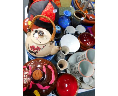 Oriental wares, to include teapots, Sake bowls, oil dispensers, calligraphy set, lacquer chopstick box, rice bowls, etc. (2 t