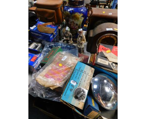 Bygones, collectables, etc., to include a Singer sewing machine needle threader, boxed, cased flatware, a Mini Motor instruct