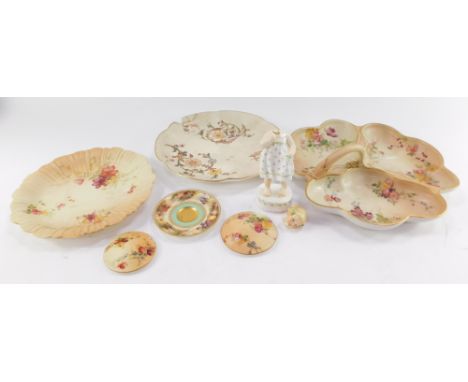 A group of Royal Worcester blush wares, and an Only Me figure. (all AF)