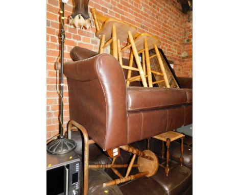 Household effects, to include two bar stools, an ebonised mirror, standard lamp, etc. (6)