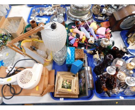 General household effects, to include a mid 20thC Morphy Richards hairdryer, Anglepoise type lamp, glass jelly moulds, childr