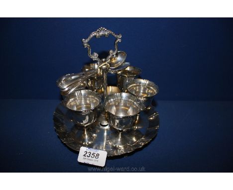 A Mappin Brothers of Cheapside Egg Cup set with stand and spoons.