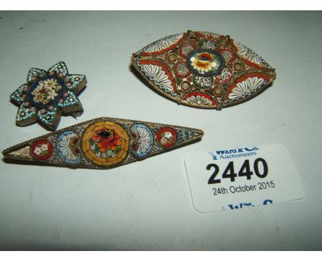 Three Italian vintage Micro-mosaic Brooches