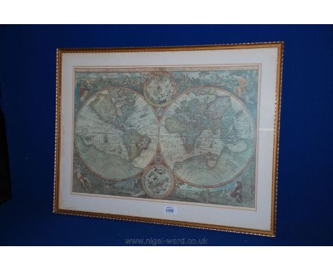 A Geographical Print of the World.  20 3/4'' x 14 1/4''