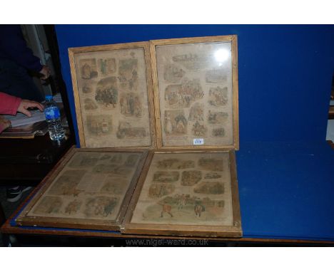 Four framed Prints depicting hunting scenes.  10 1/2'' x 14 3/4''