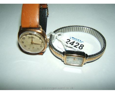 A Gents vintage Rotary 'Super-Sports' Wristwatch with gold coloured case and a Ladies Lorus quartz Wristwatch