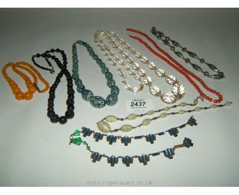 Miscellaneous vintage glass Beads and a Moroccan bead Necklace