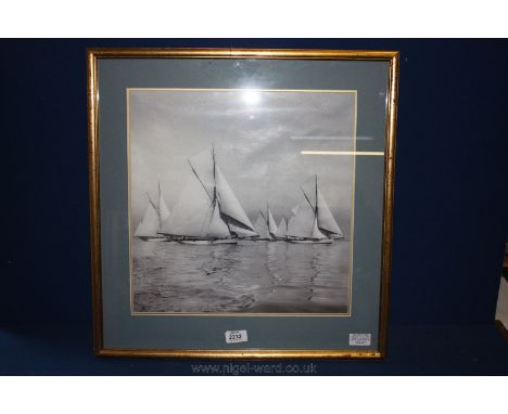 'Ryde Town Cup 1903' A Superb Black & White Photographic Print of Racing Yachts in The Solent by Beken of Cowes the World's F