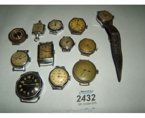 A quantity of vintage white metal and silver, ladies wristwatches, including Randall's Bros and Hudson, Ingersoll, Newmark, A
