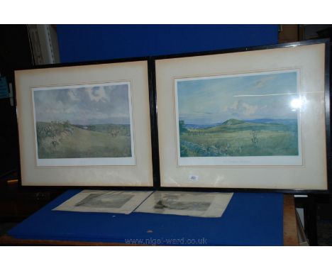 A pair of framed Lionel Edwards Hunting Prints entitled ''The Linlithgow Stirlingshire' and 'The Neath' along with two unfram