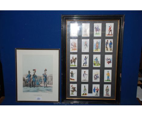 A Napoleonic Print 'Garde Imperiale, 1810', 8 1/4'' x 10 3/4'' and a framed set of Cigar Cards, depicting Napoleonic soldiers