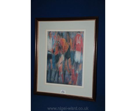 A Tony O'Callaghan Print depicting gentlemen playing rugby.  Monogrammed lower left "T.O.C.", dated 1993.  14 3/4'' x 10 3/4"