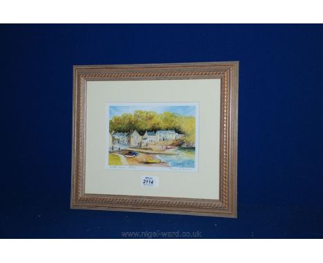 A limited edition Print, no. 233/750 of Little Haven, Pembroke. Signed Marianne Brand