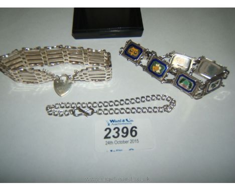A Silver enamelled Bracelet, a gate Bracelet and a 925 Silver Bracelet.