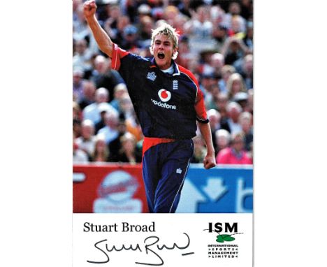 Cricket Stuart Broad signed 6x4 colour promo card. Stuart Christopher John Broad, MBE (born 24 June 1986) is a cricketer who 