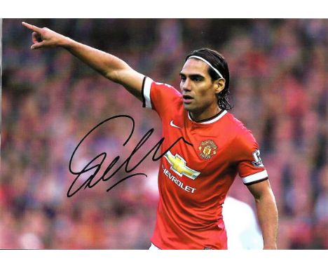 Football Radamel Falcao 12x8 signed colour photo pictured playing for Manchester United. Radamel Falcao García Zárate (10 Feb