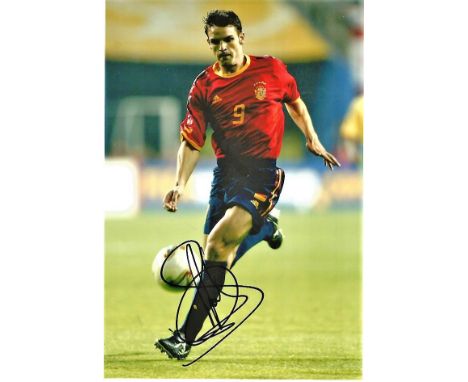 Football Fernando Morientes 10x8 signed colour photo in action for Spain. Fernando Morientes Sánchez (born 5 April 1976) is a