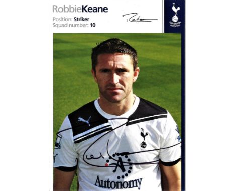 Football Robbie Keane signed 6x4 Spurs promo card. Robert David Keane (born 8 July 1980) is an Irish professional footballer 