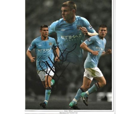 Football James Milner 10x8 signed colour montage photo pictured playing for Man City. James Philip Milner (born 4 January 198