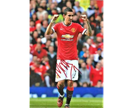 Football Angel Di Maria 12x8 signed colour photo pictured playing for Manchester United. Angel Fabián Di María Hernández (bor