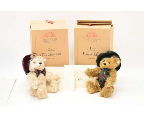 Steiff - Limited edition Scottish Teddy Bear 2001 (01634), together with another Scottish teddy, 31cm high, both boxed with c