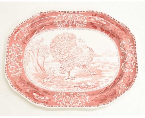 Modern Spode red and white turkey platter, 55cm wide